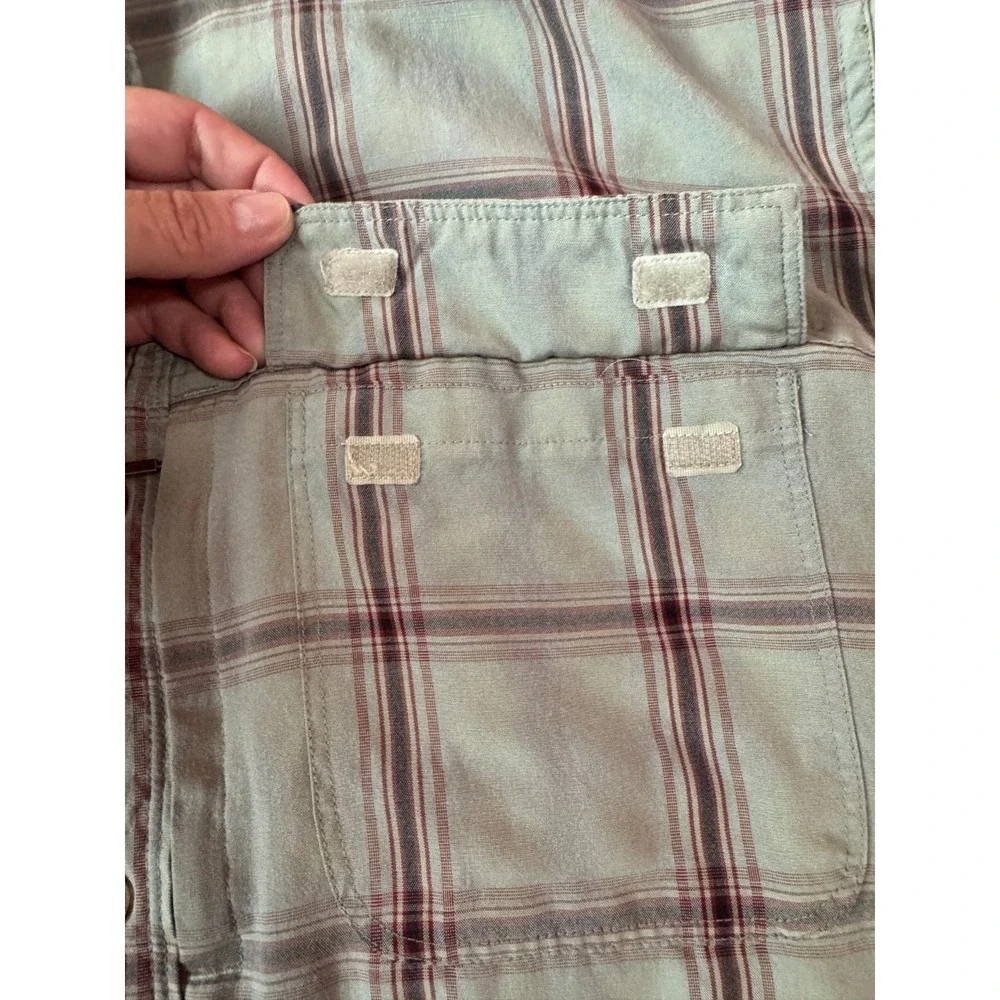 North Face Plaid Fishing Hiking Shirt XL Back Vent Mesh Button Down Zip Pocket